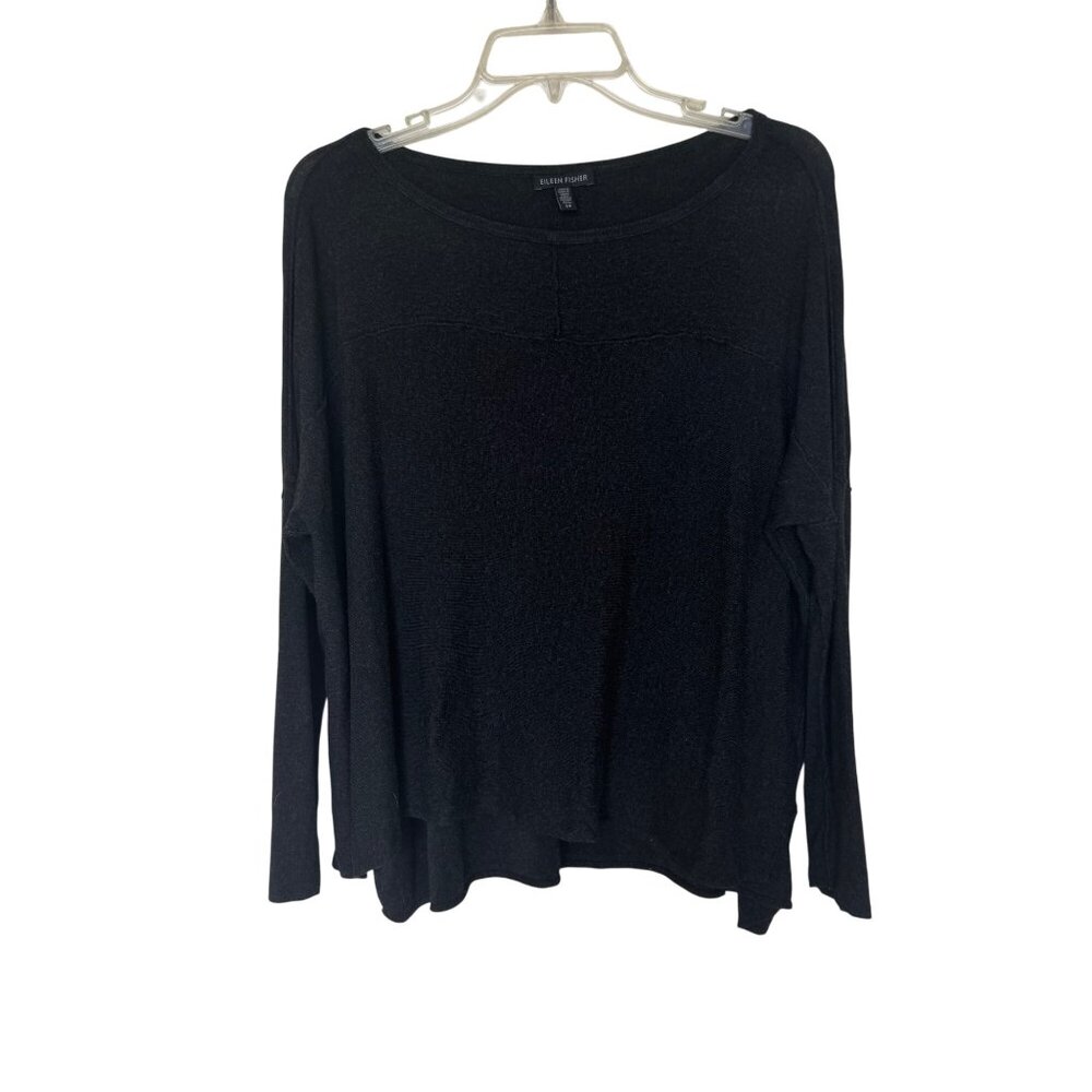 Eileen Fisher Gray Long-Sleeve Relaxed Fit Top Womens Size Small